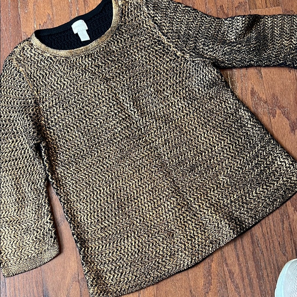 Chico’s Gold and Black Women's Sweater
